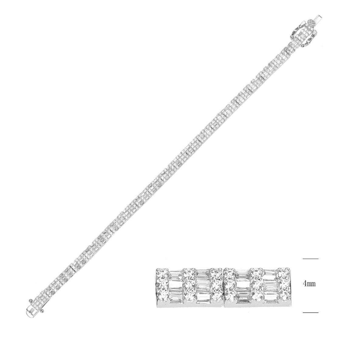 Сребърна гривна с платина и кубични циркони 2700000041734 | Колекция Silver Premium