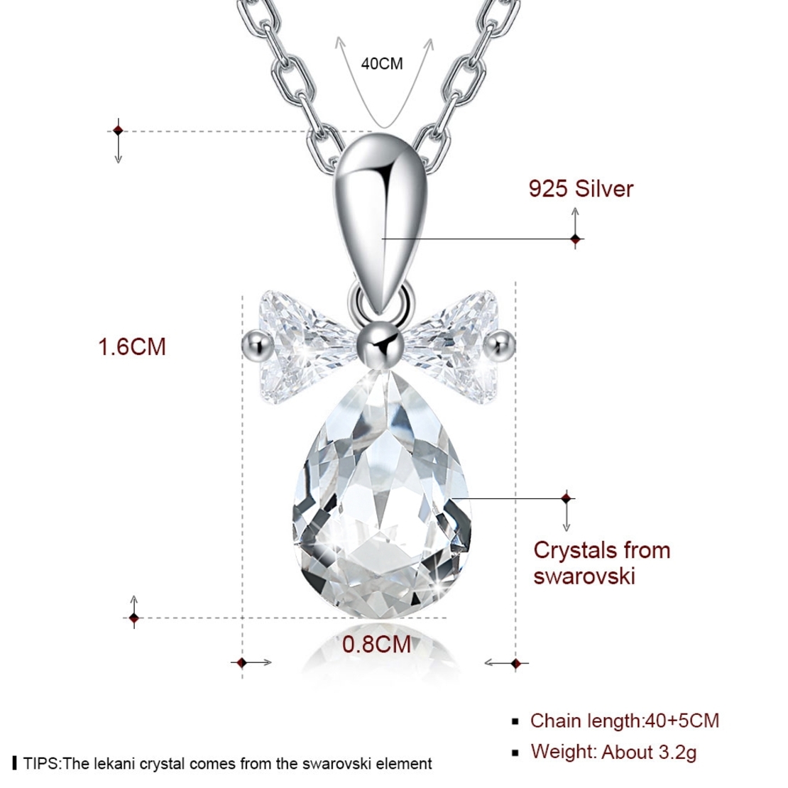 Сребърно колие кристална капка Swarovski Crystals | колекция Delicate Silver