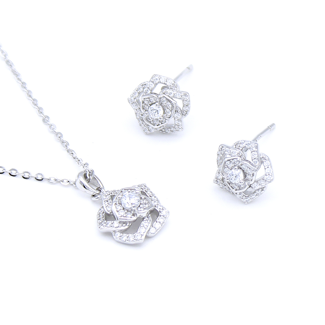 Нежен сребърен комплект роза | колекция Delicate Silver