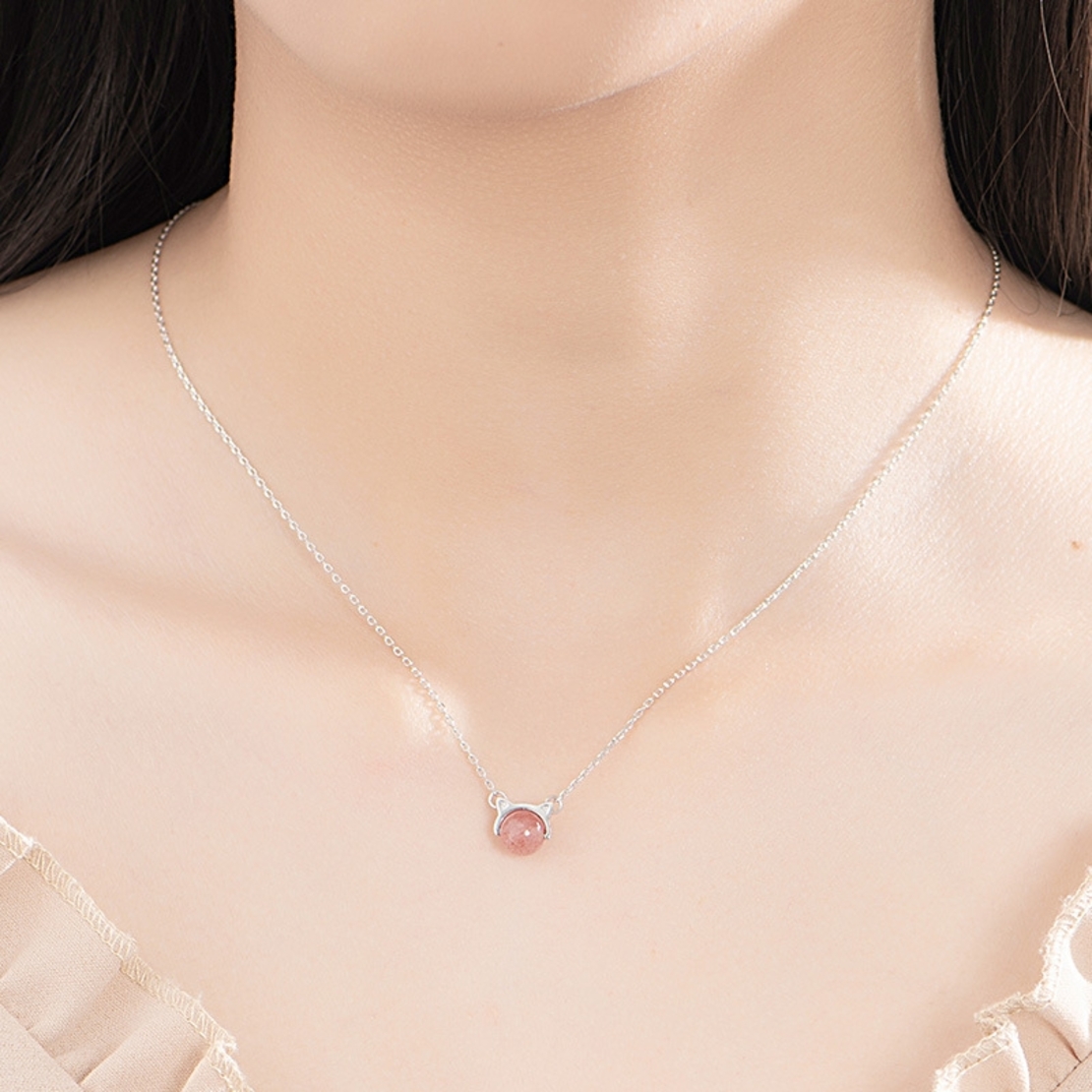 Сребърно колие коте Swarovski Crystals | колекция Delicate Silver