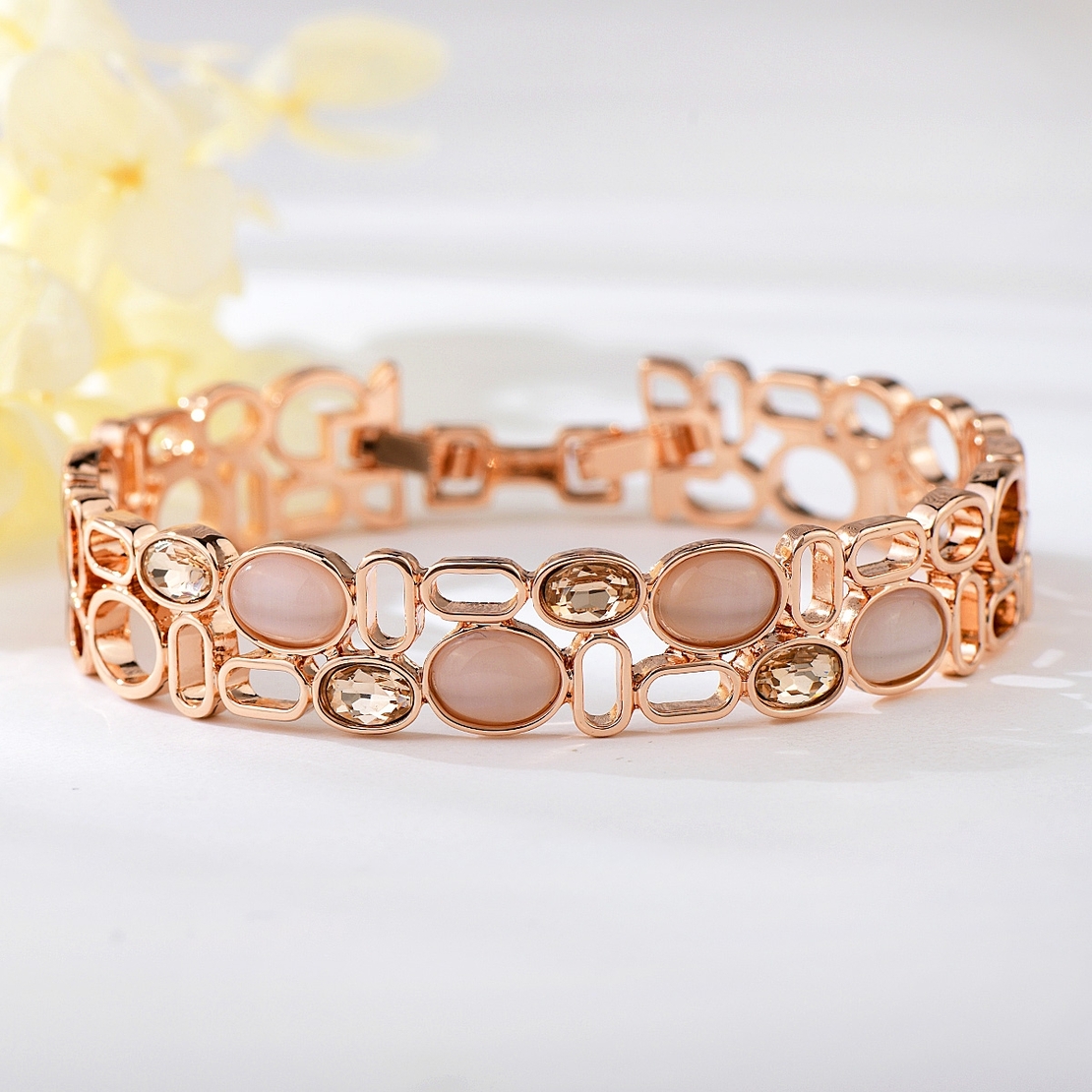 Обеци розово позлатяване с елипси | Колекция Rose Gold