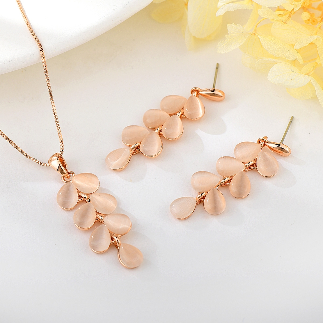 Комплект розово позлатяване котешко око 2610000002287 | Колекция Rose Gold