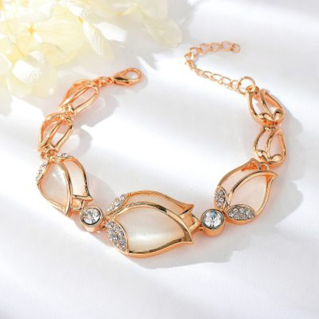 Гривна розово позлатяване с камък котешко око 2200000014252 | Колекция Rose Gold