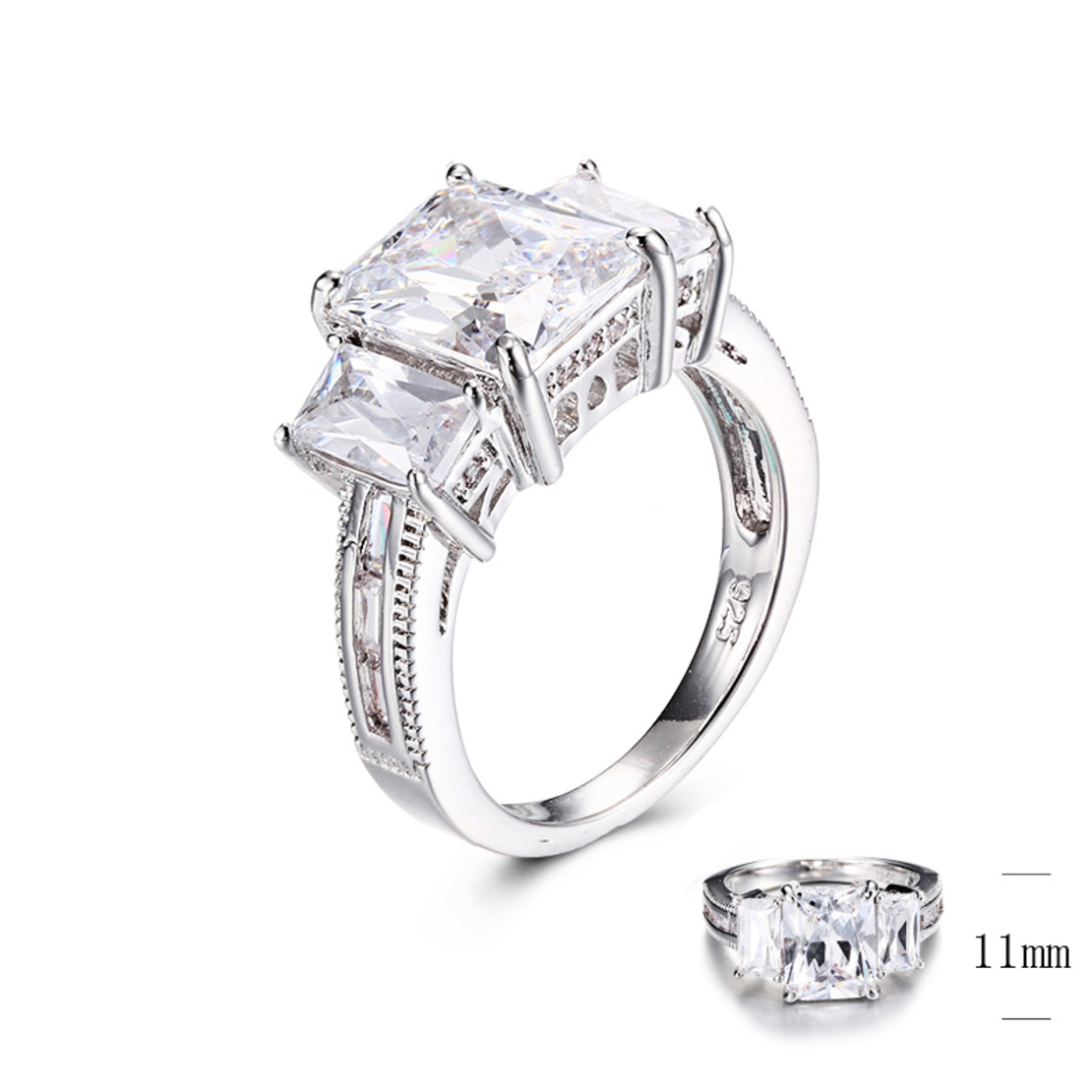 Платиниран сребърен пръстен с кубични циркони SJ28191R| Колекция Silver Premium