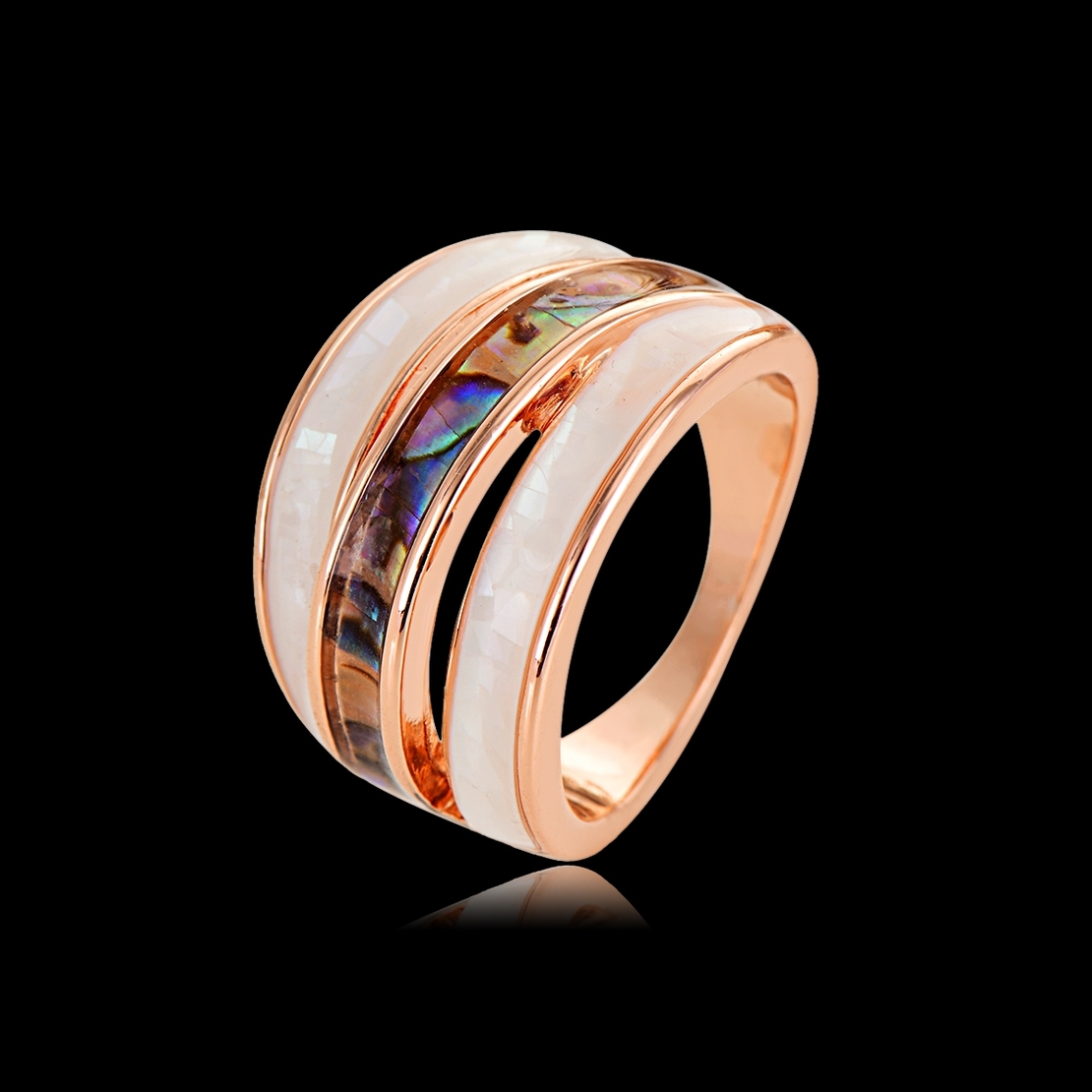 Пръстен розово позлатяване със седеф | Колекция Rose Gold