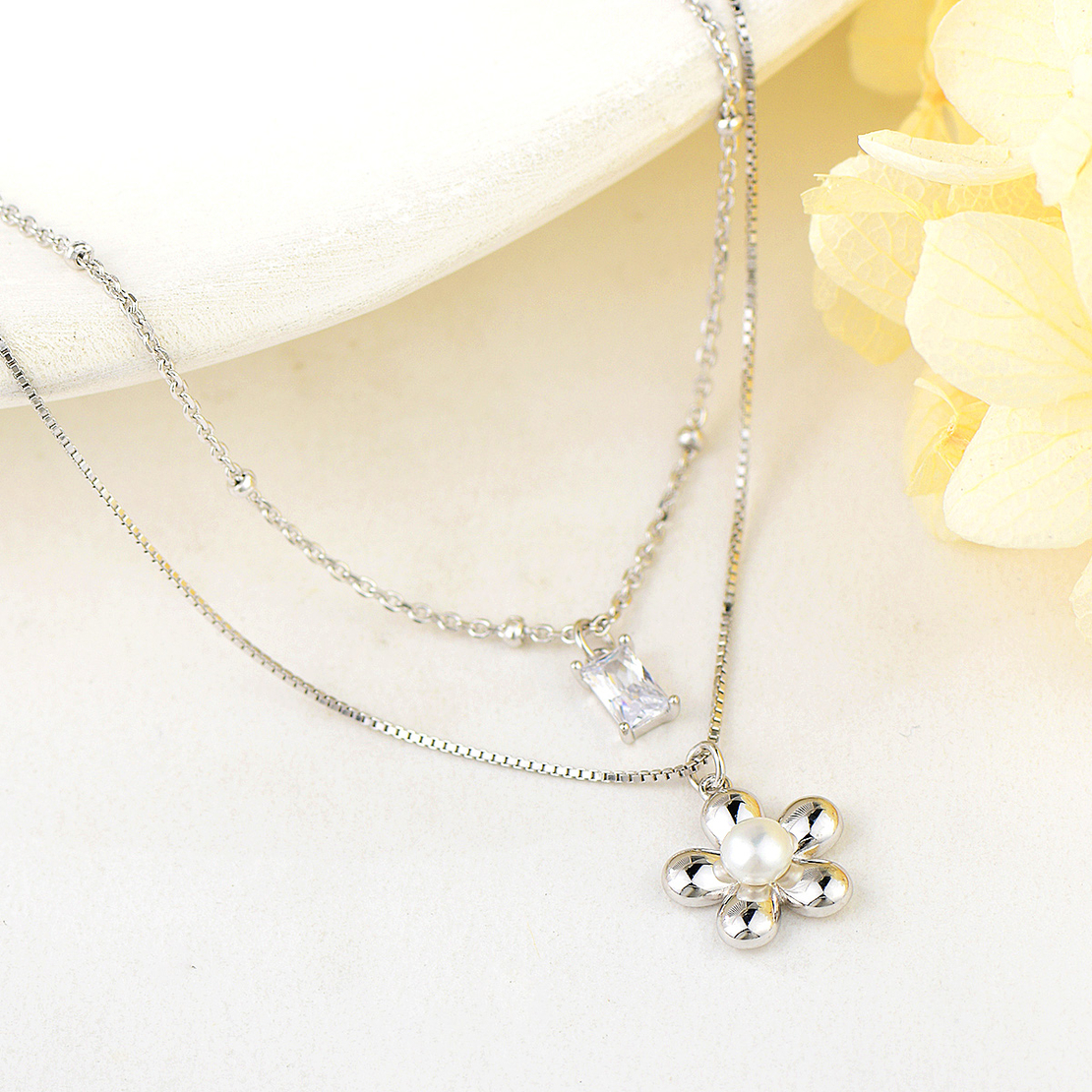 Сребърно колие цвете 2700000051160 | колекция Delicate Silver