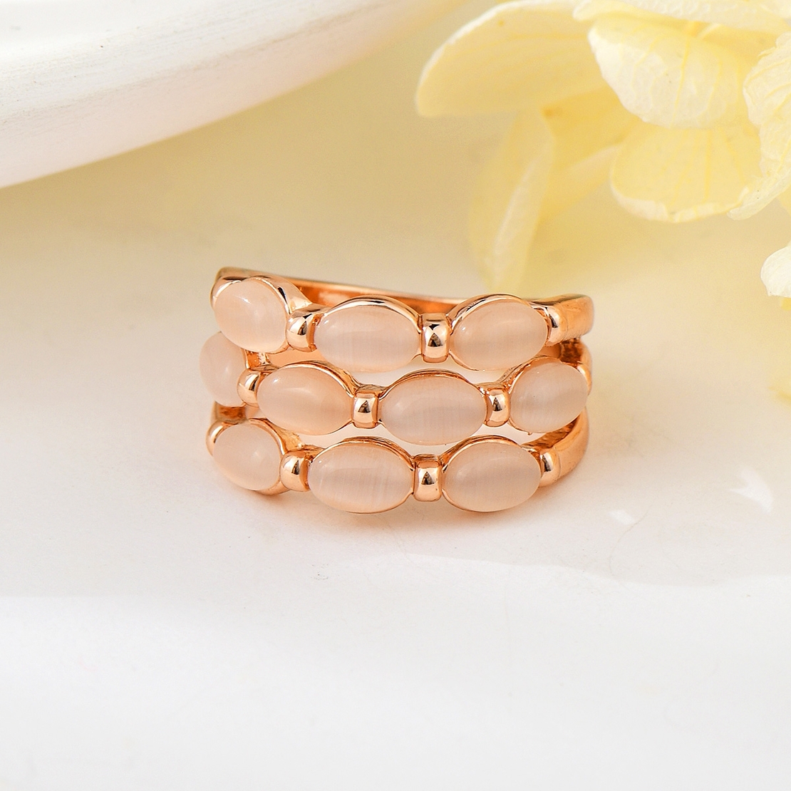Пръстен розово позлатяване пеперуда котешко око | Колекция Rose Gold