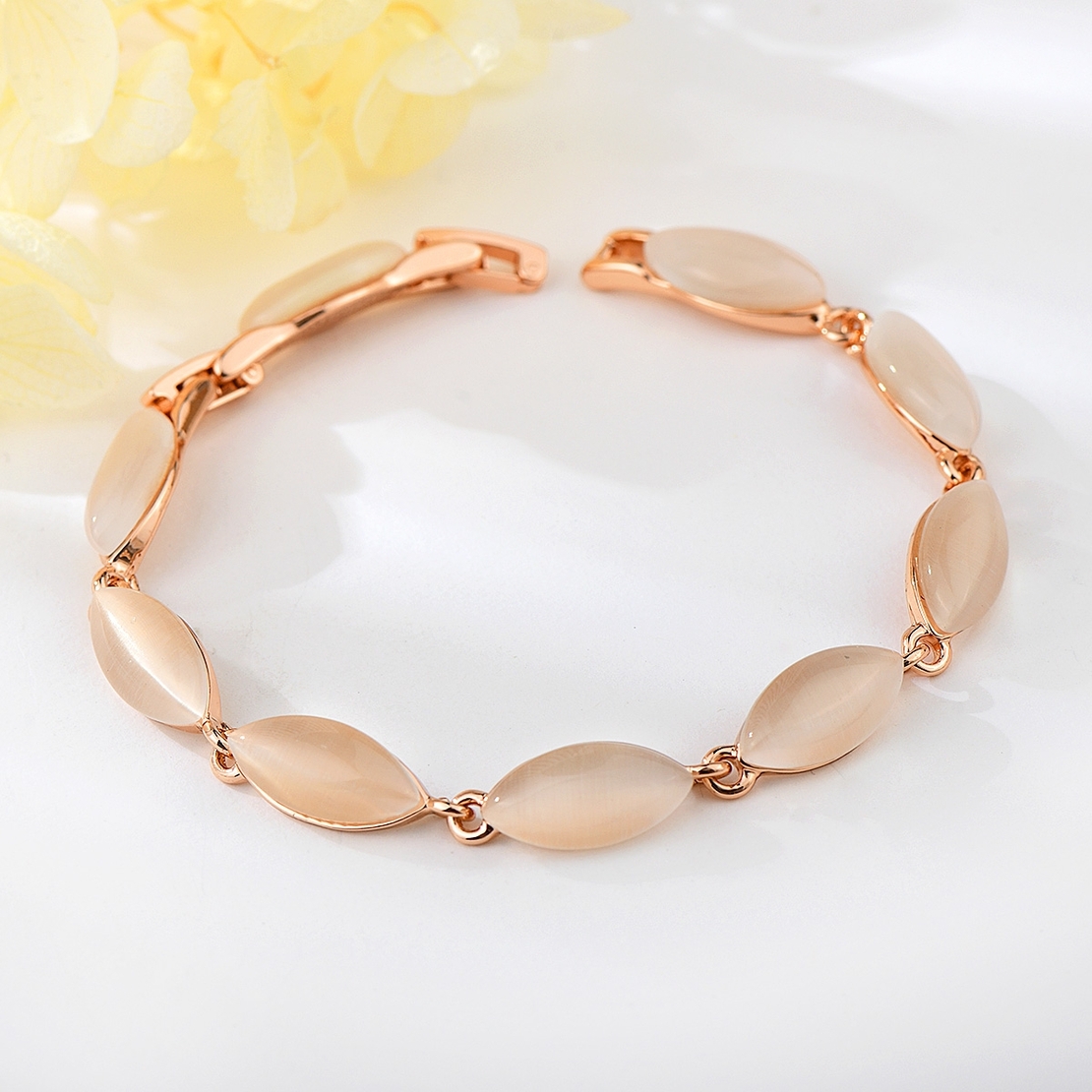 BRACELET ROSE GOLD PLATING CAT'S EYE