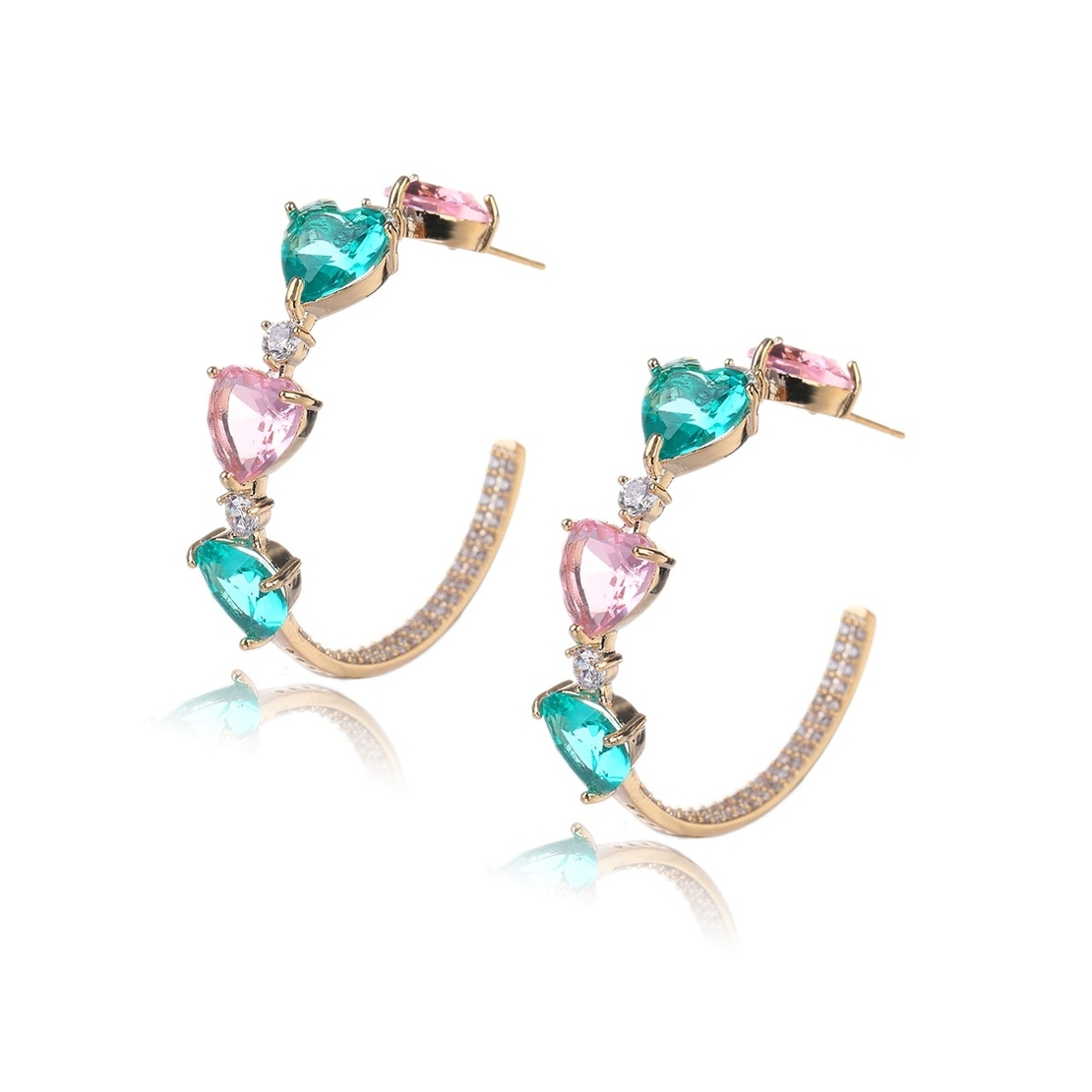 COLORFUL HEARTS ROSE GOLD PLATED EARRINGS