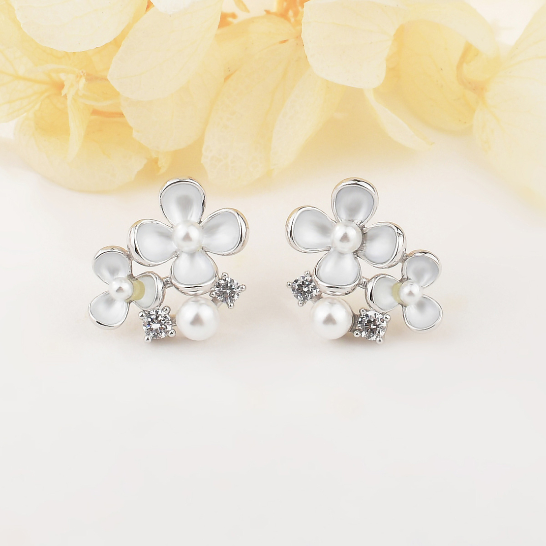 Ежедневни сребърни обеци цветя 2700000063965 | колекция Delicate Silver