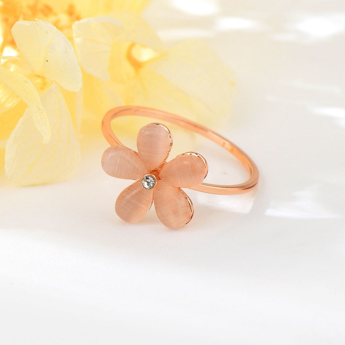 Пръстен розово позлатяване нежно цвете | Колекция Rose Gold