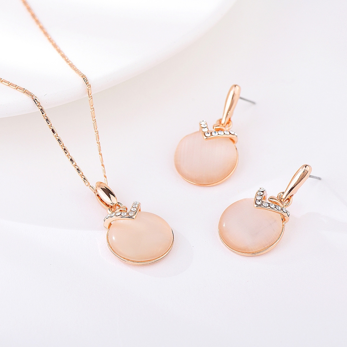 Комплект розово позлатяване котешко око 2610000002782  | Колекция Rose Gold