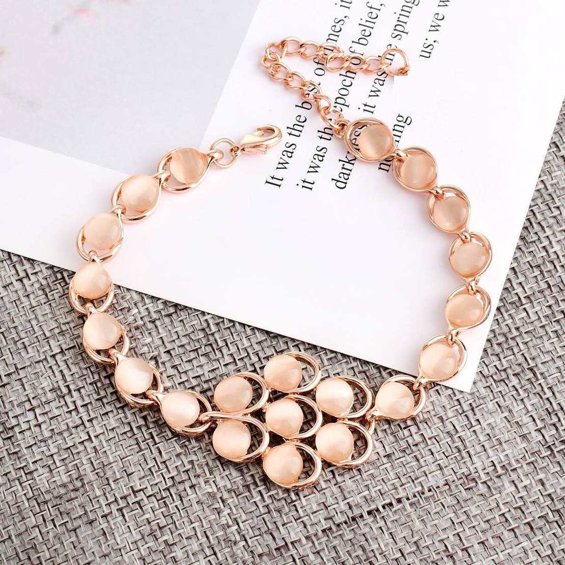 Гривна розово позлатяване с камък котешко око 2200000003669 | Колекция Rose Gold