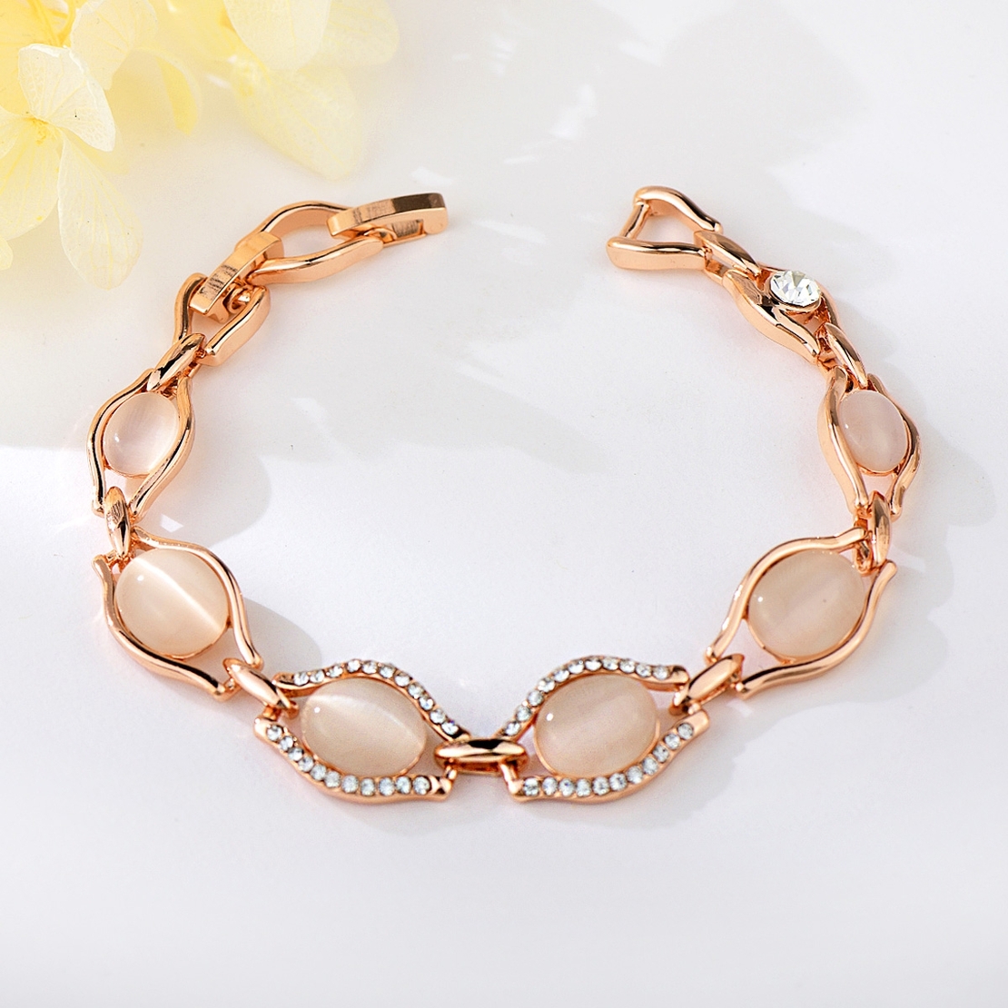 BRACELET ROSE GOLD PLATING CAT'S EYE