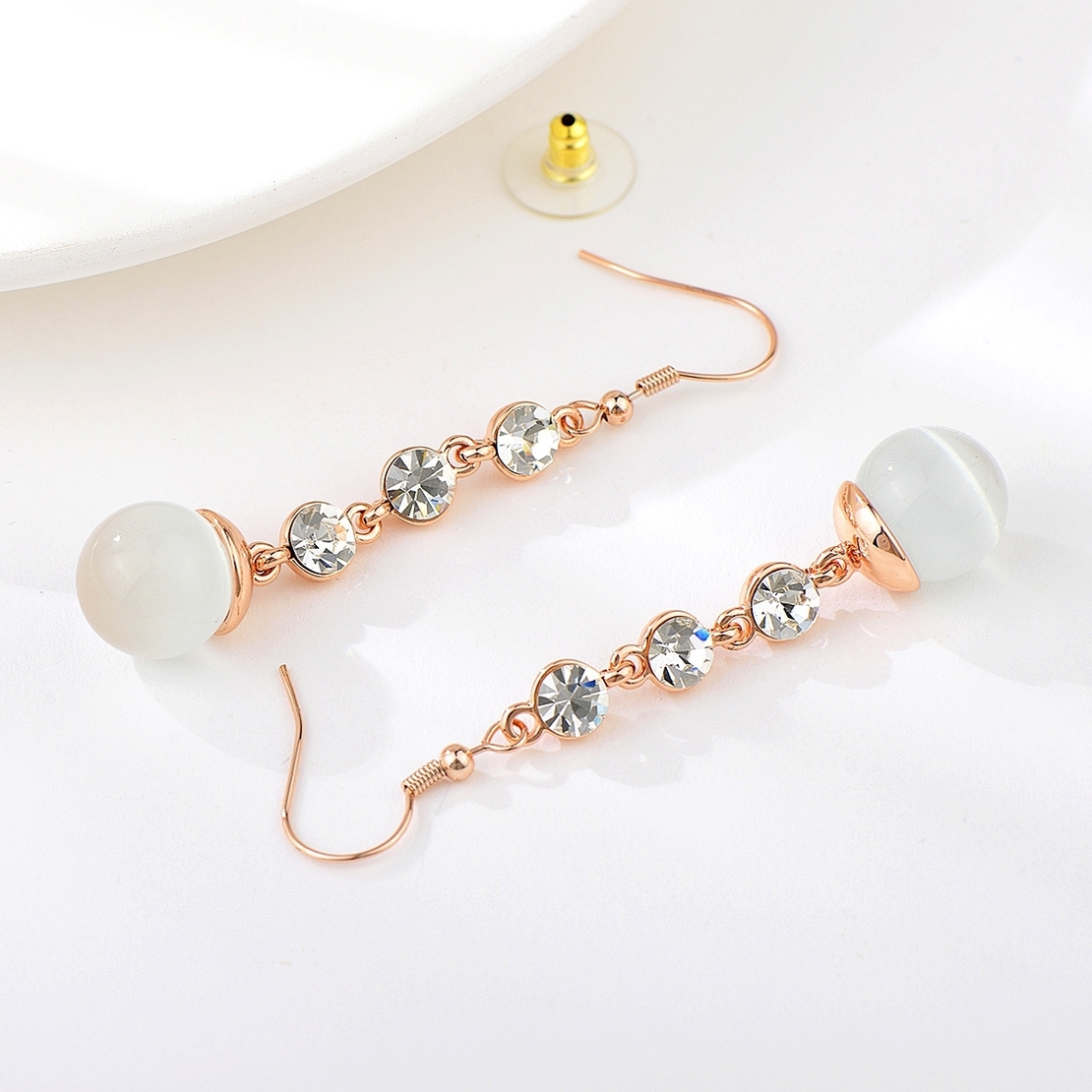 Обеци розово позлатяване дълги | Колекция Rose Gold