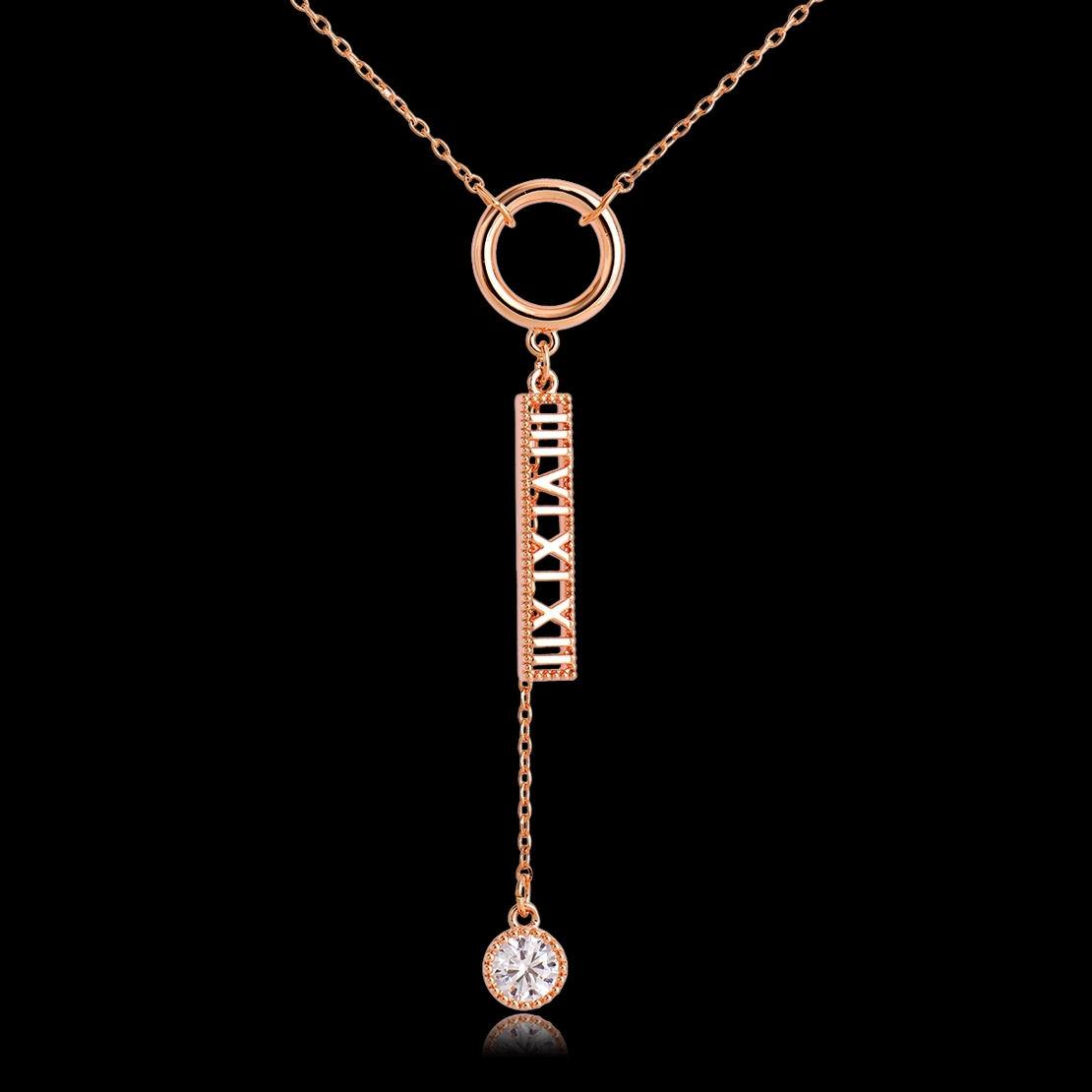 Колие розово позлатяване римски числа | Колекция Rose Gold