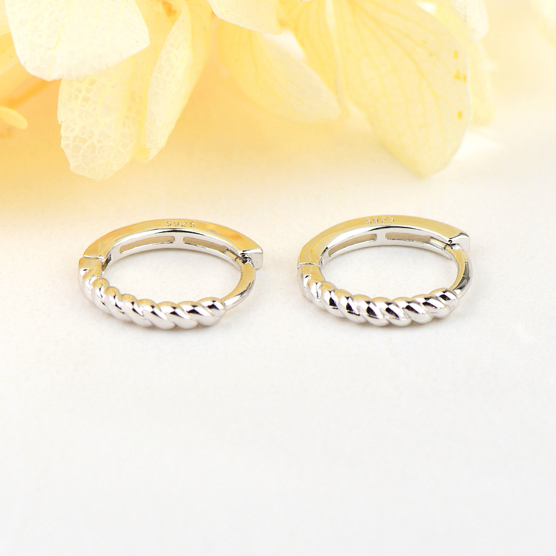 Сребърни обеци Халки с родий 2700000053195 | колекция Delicate Silver