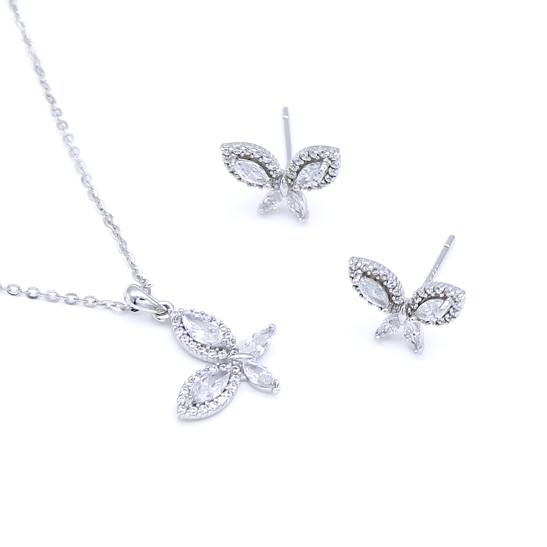 Нежен сребърен комплект пеперуда | колекция Delicate Silver