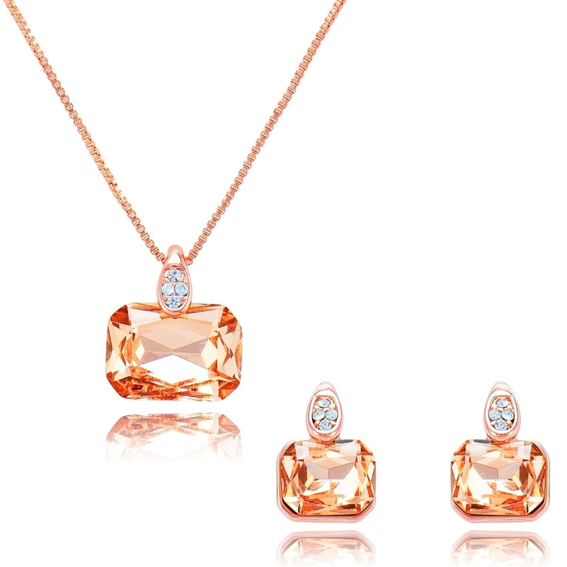 SET ROSE GOLD PLATING AMBER CRYSTAL