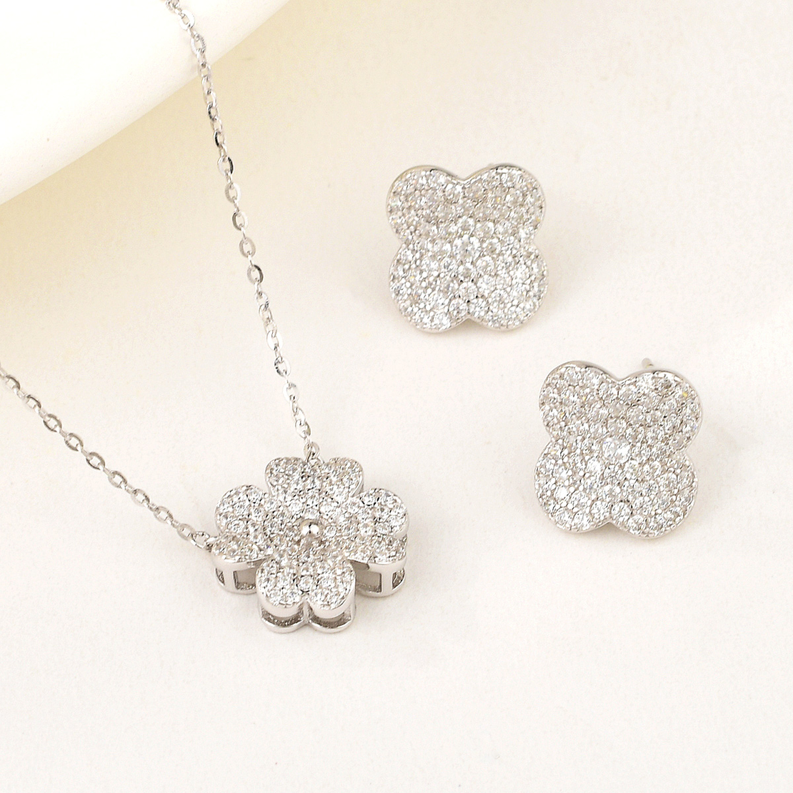 Сребърен комплект Цвете с родий 2700000052037 | колекция Delicate Silver