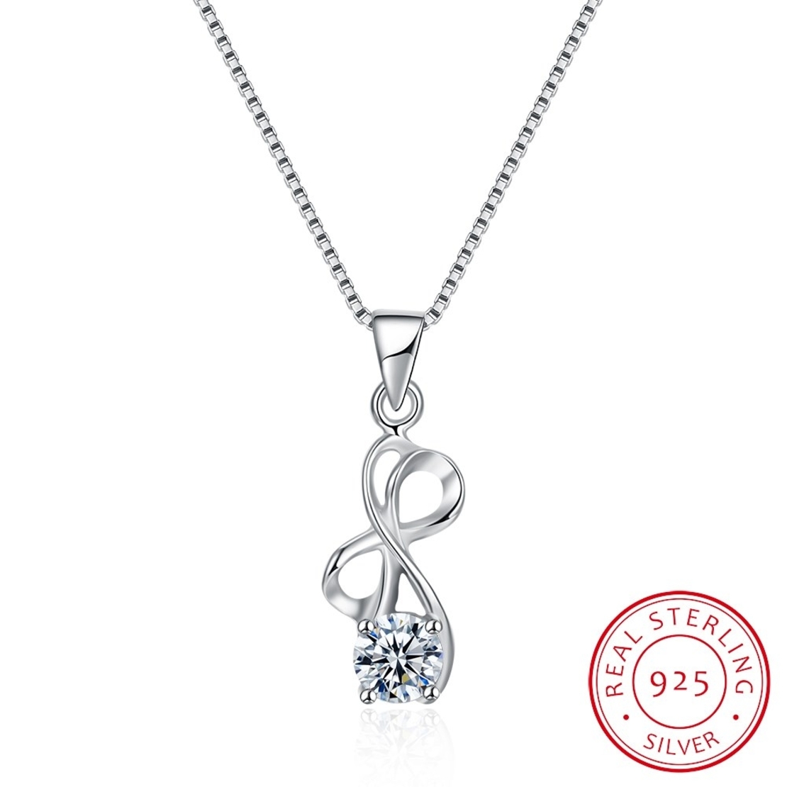 Сребърно колие панделка Swarovski Crystals | колекция Delicate Silver