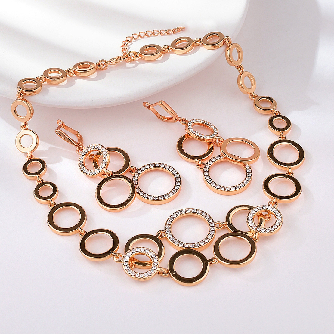 Комплект кръгове розово позлатяване  - LSS30 | Колекция Rose Gold
