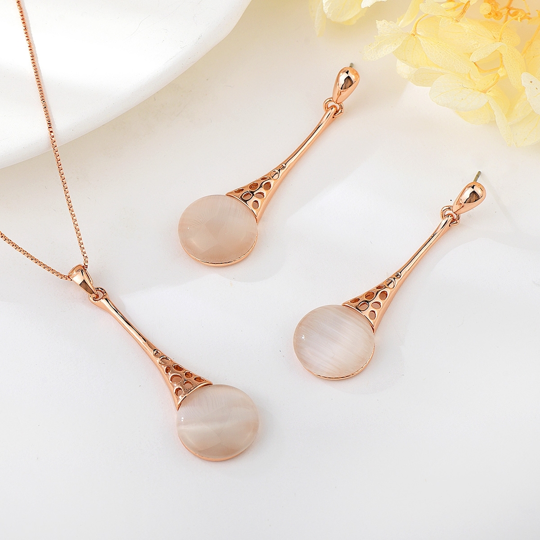 Комплект розово позлатяване котешко око 2610000002119 | Колекция Rose Gold