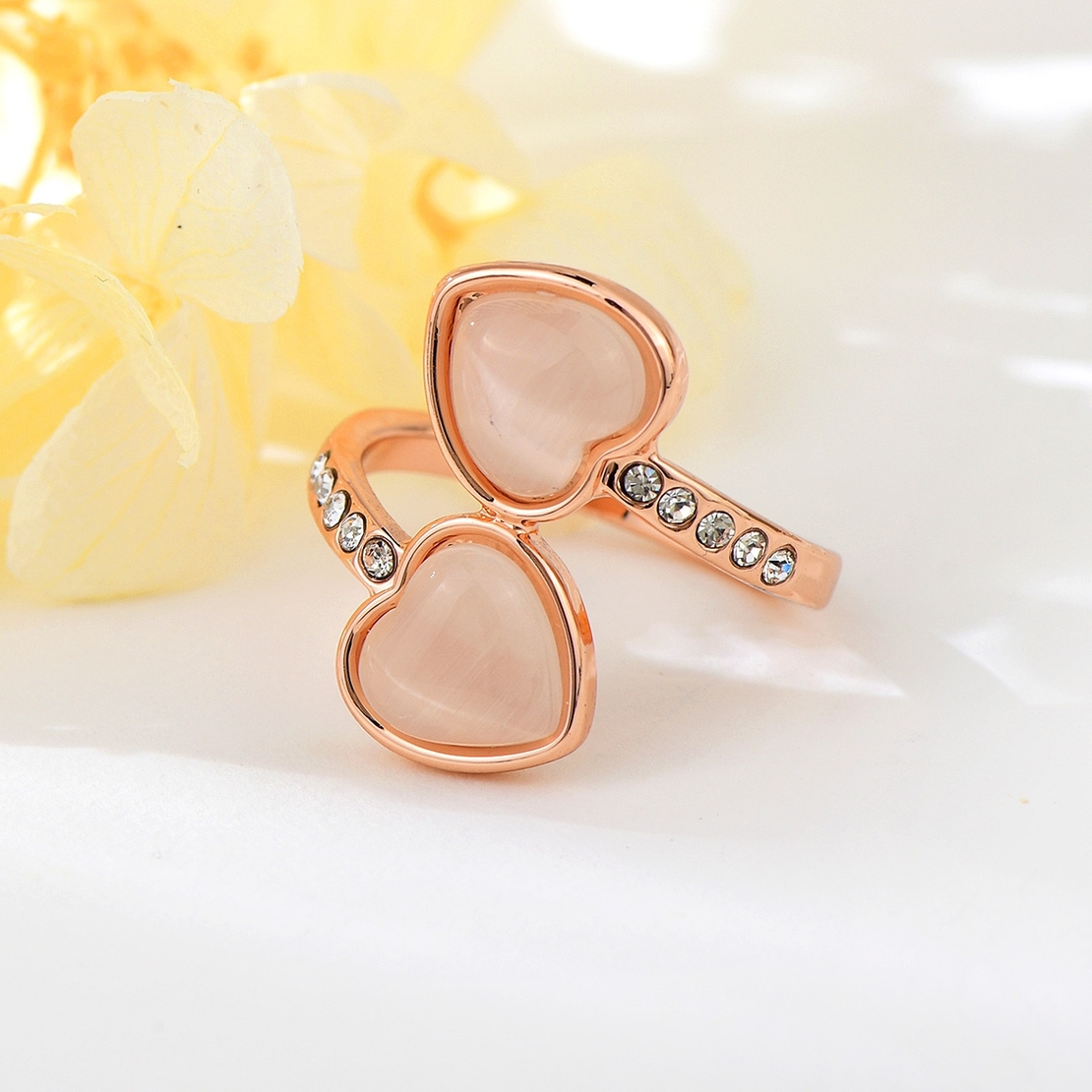 Пръстен розово позлатяване сърца | Колекция Rose Gold
