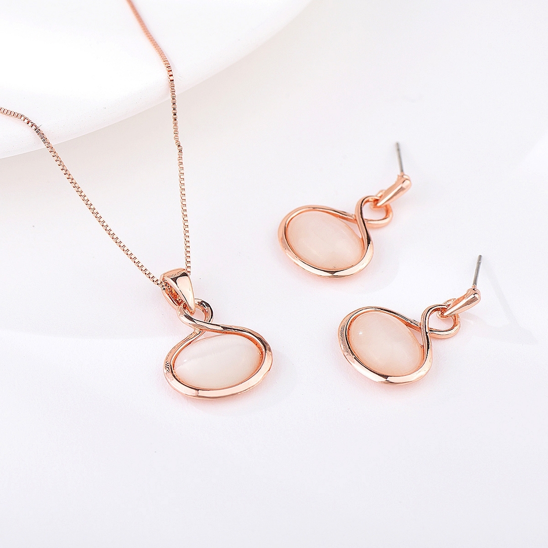 Комплект розово позлатяване котешко око 2610000002645 | Колекция Rose Gold