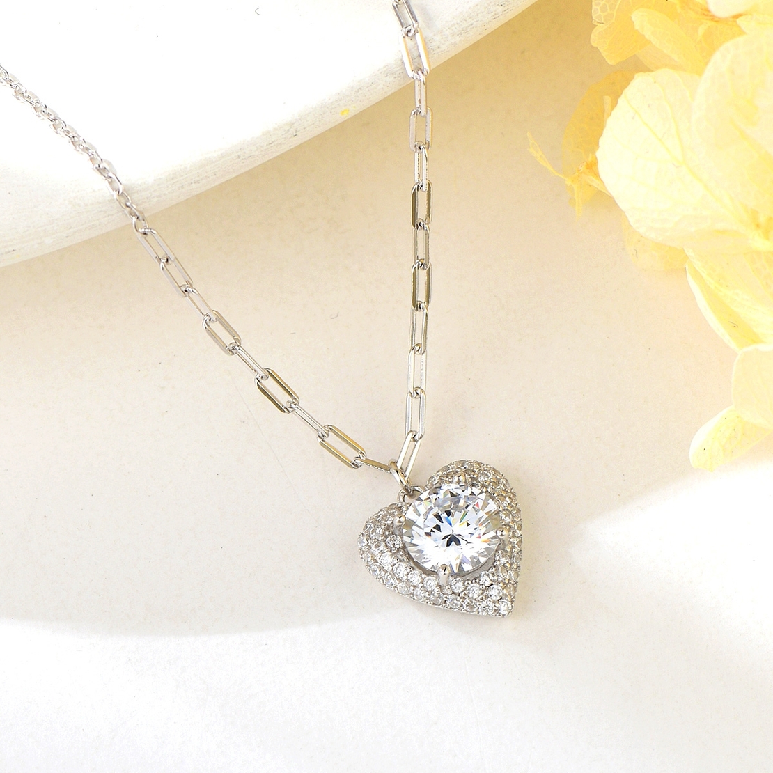 Сребърно колие Сърце с кристали 2700000043233 | колекция Delicate Silver