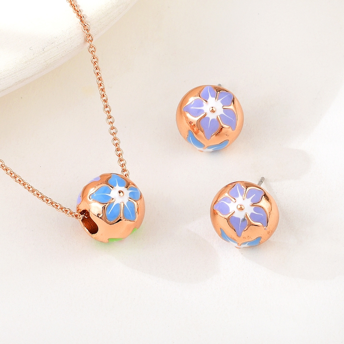 COLORFUL SPHERES  SET ROSE GOLD PLATING