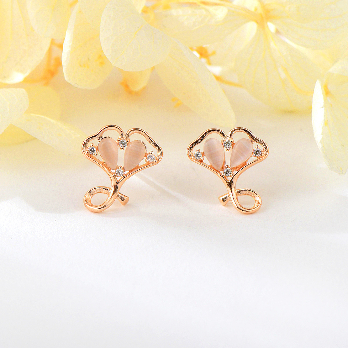 Сребърни обеци Листо розово позлатяване 2700000045909 | колекция Delicate Silver