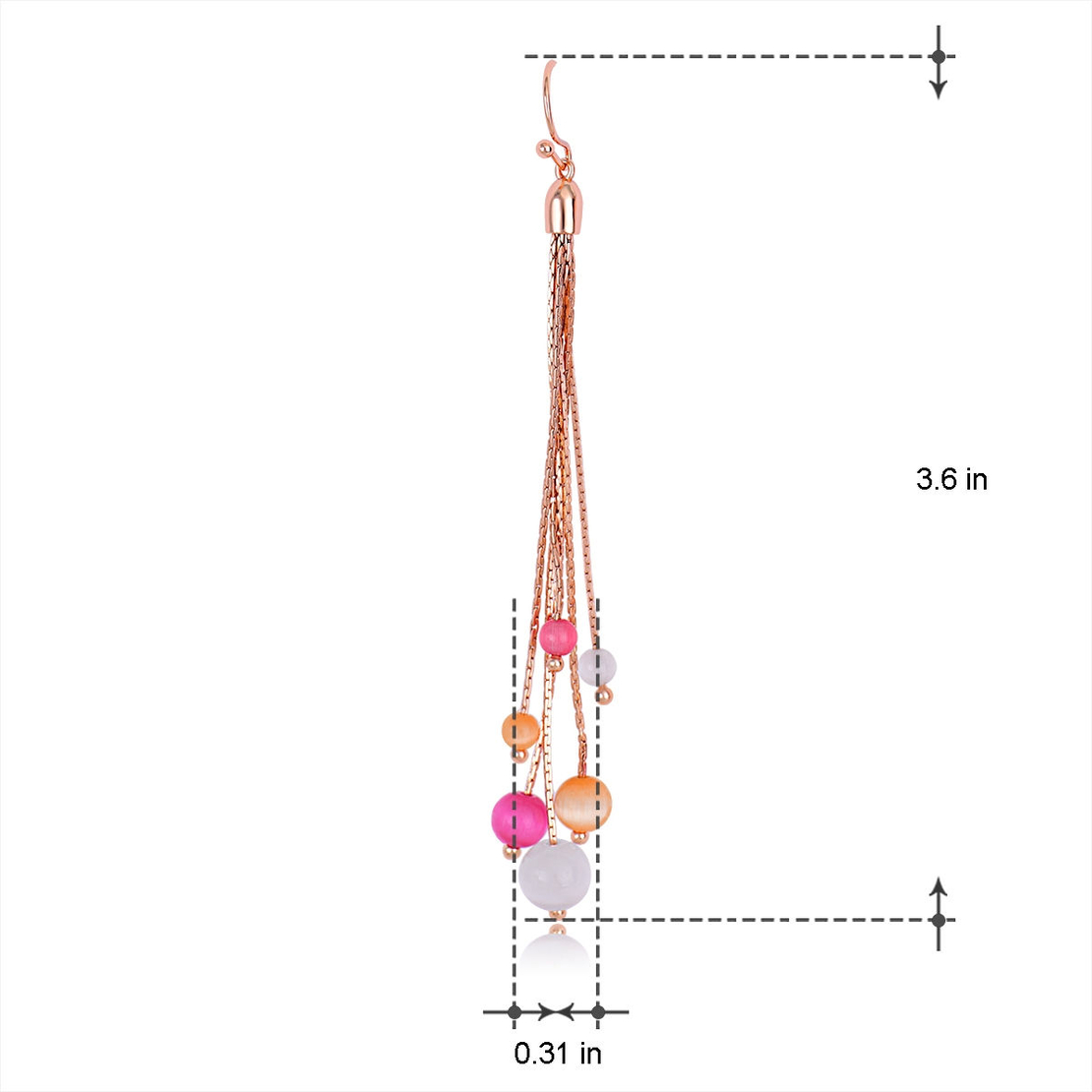 Обеци розово позлатяване висулки с котешко око 2000000007939 | Колекция Rose Gold
