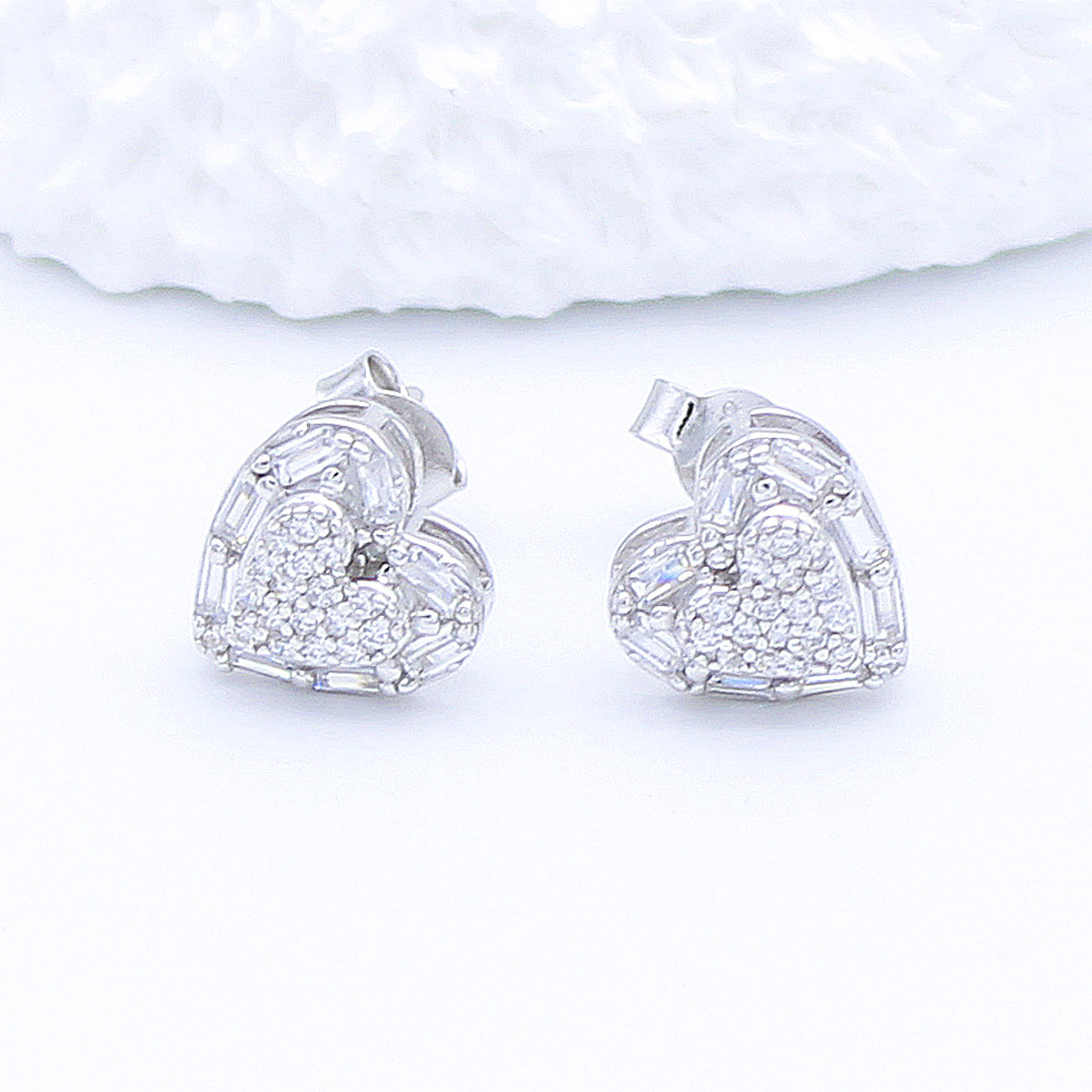 Сребърни обеци по ухото сърца 2700000067741 | Колекция Silver Premium