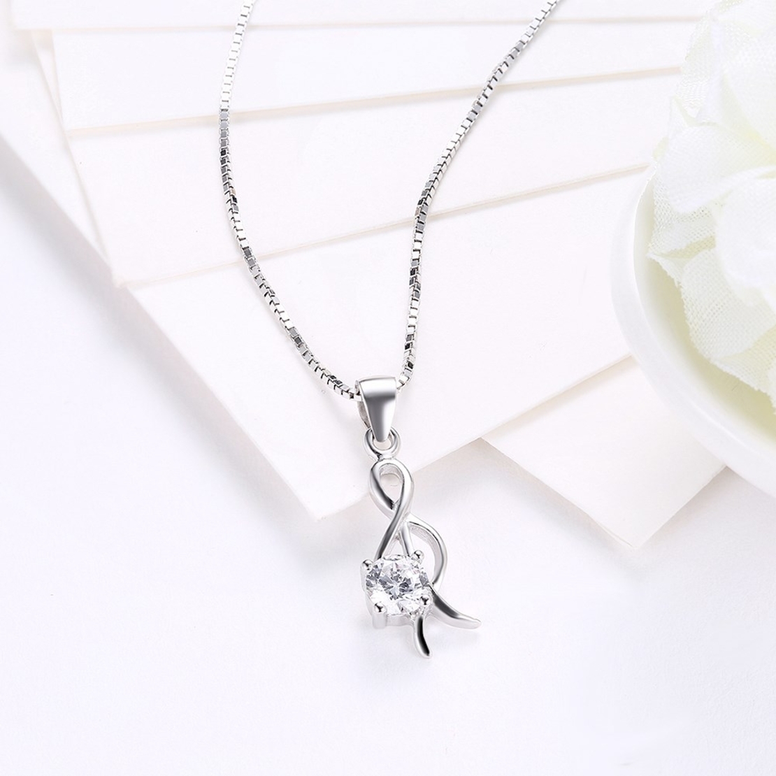Сребърно колие Ключ Сол Swarovski Crystals | колекция Delicate Silver