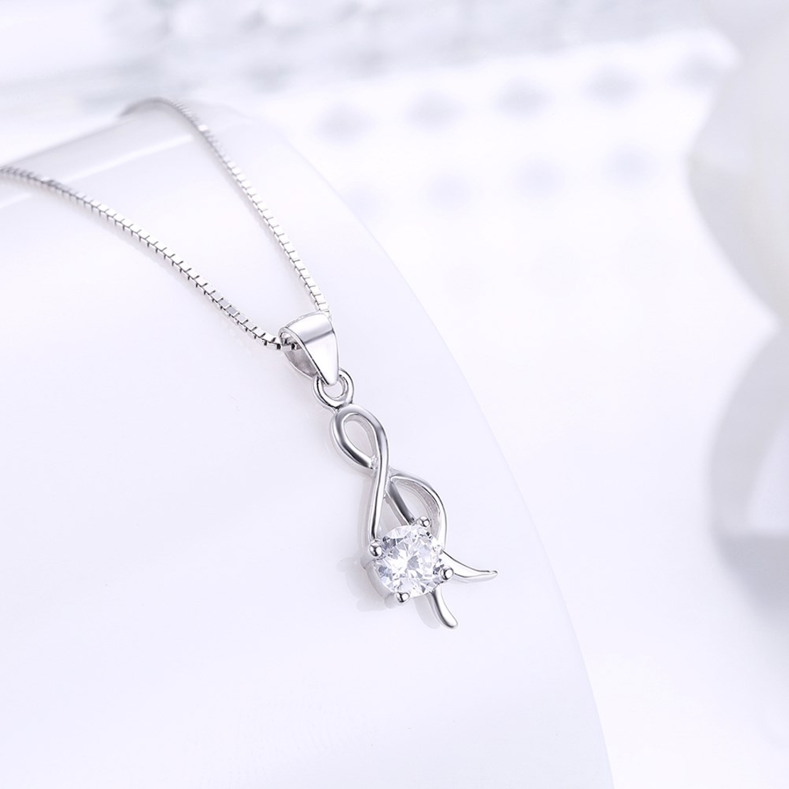 Сребърно колие Ключ Сол Swarovski Crystals | колекция Delicate Silver