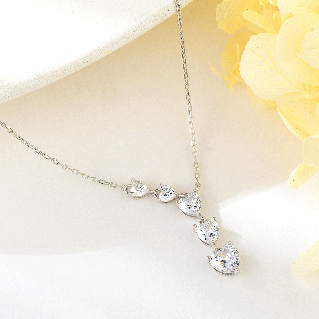 Сребърно колие сърца 2700000043851 | колекция Delicate Silver