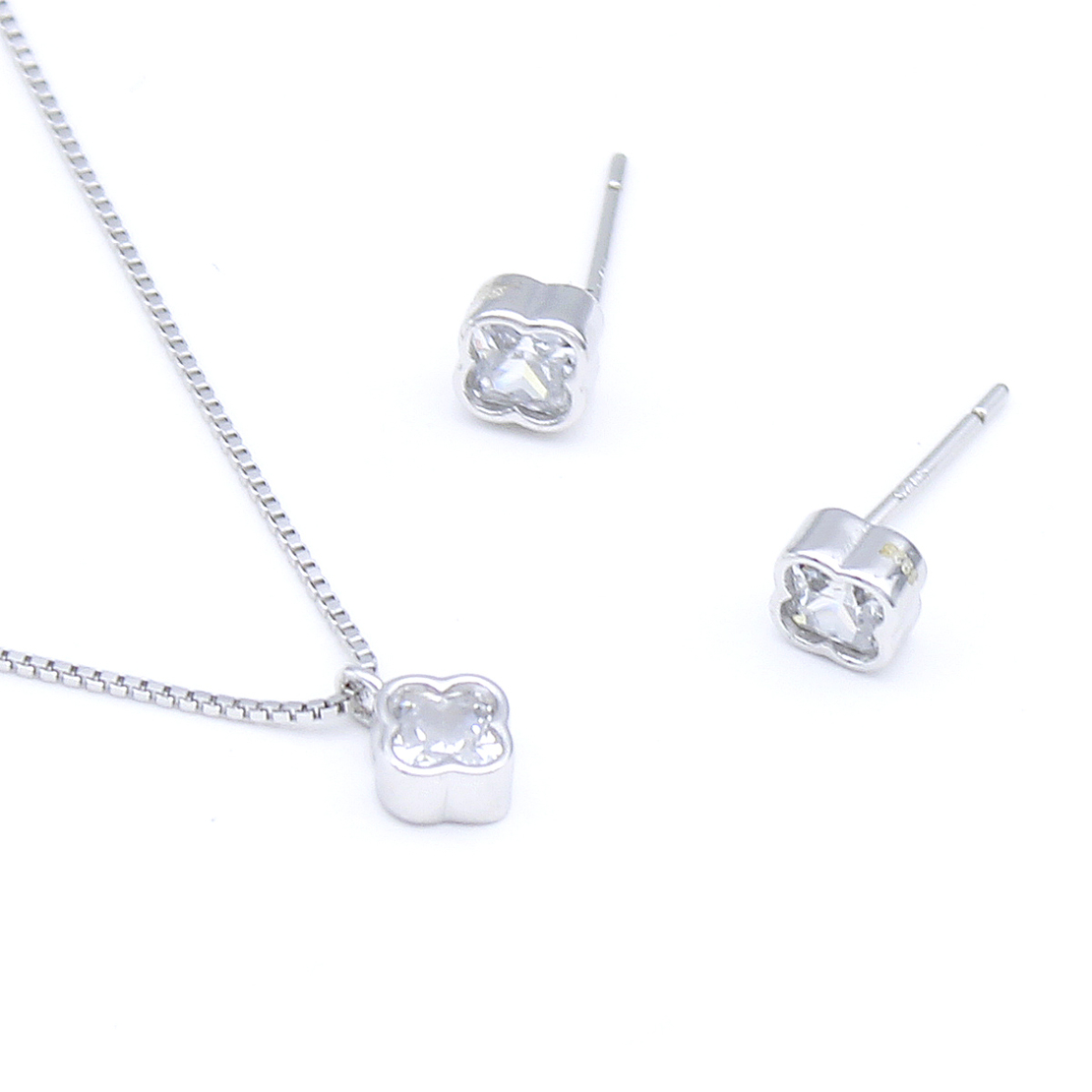 Нежен сребърен комплект стилизирани цветя 2700000069257 | колекция Delicate Silver