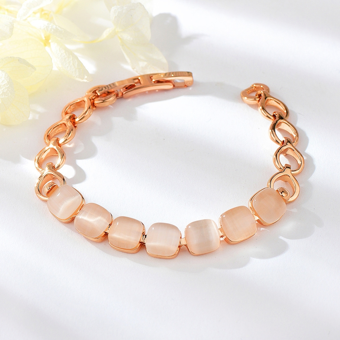 Гривна розово позлатяване с камък котешко око 2200000014283 | Колекция Rose Gold