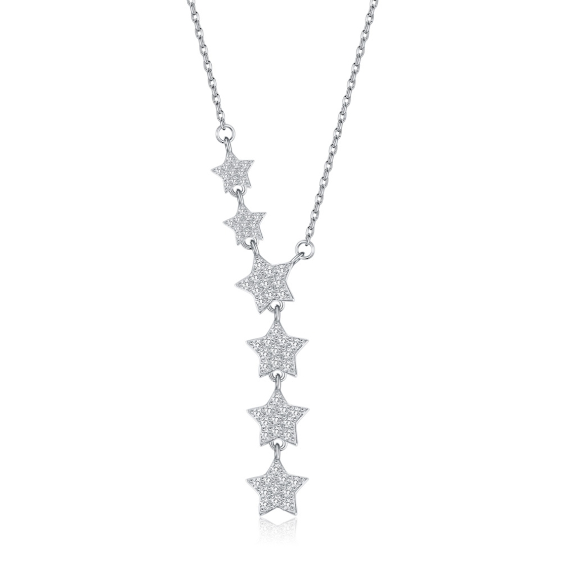 Сребърно колие звезди Swarovski Crystals | колекция Delicate Silver