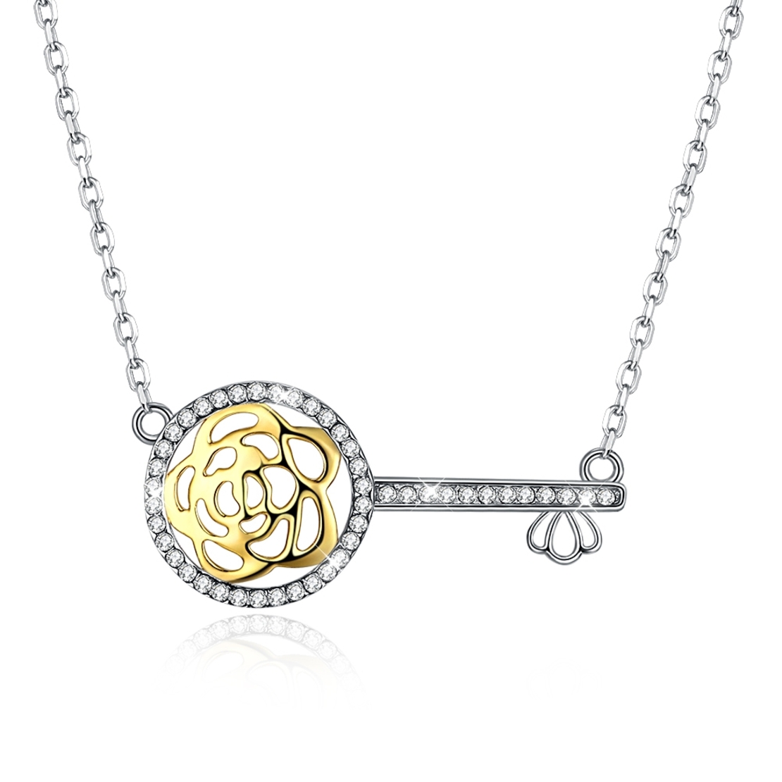 Сребърно колие Ключ Swarovski Crystals | колекция Delicate Silver