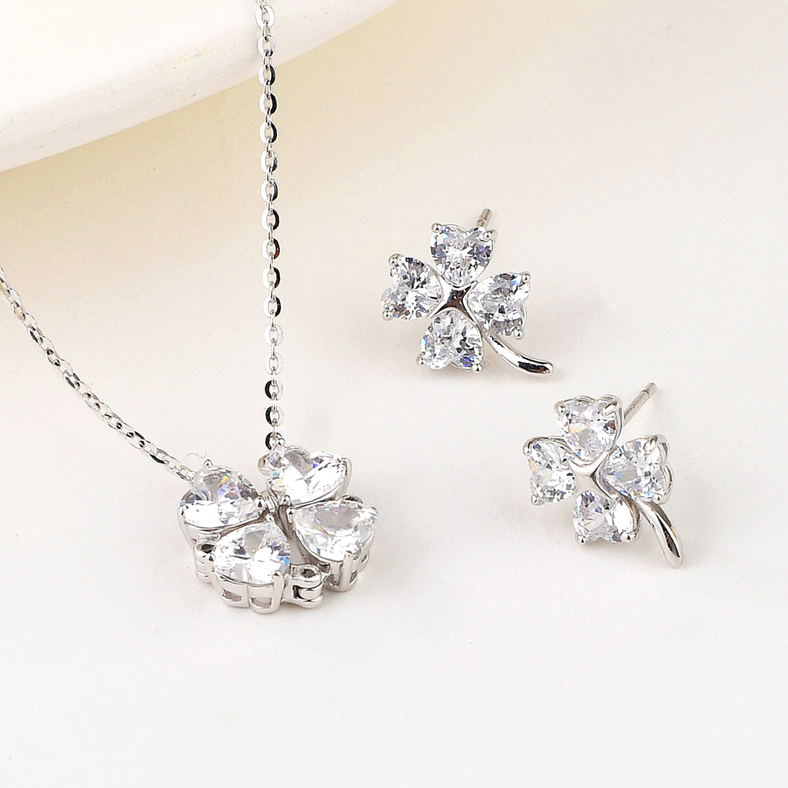 Сребърен комплект Цвете с родий 2700000049761 | колекция Delicate Silver