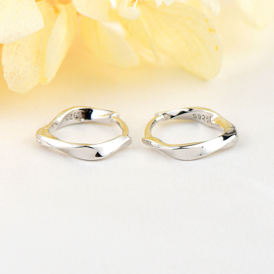 Сребърни обеци Халки с родий 2700000053133 | колекция Delicate Silver