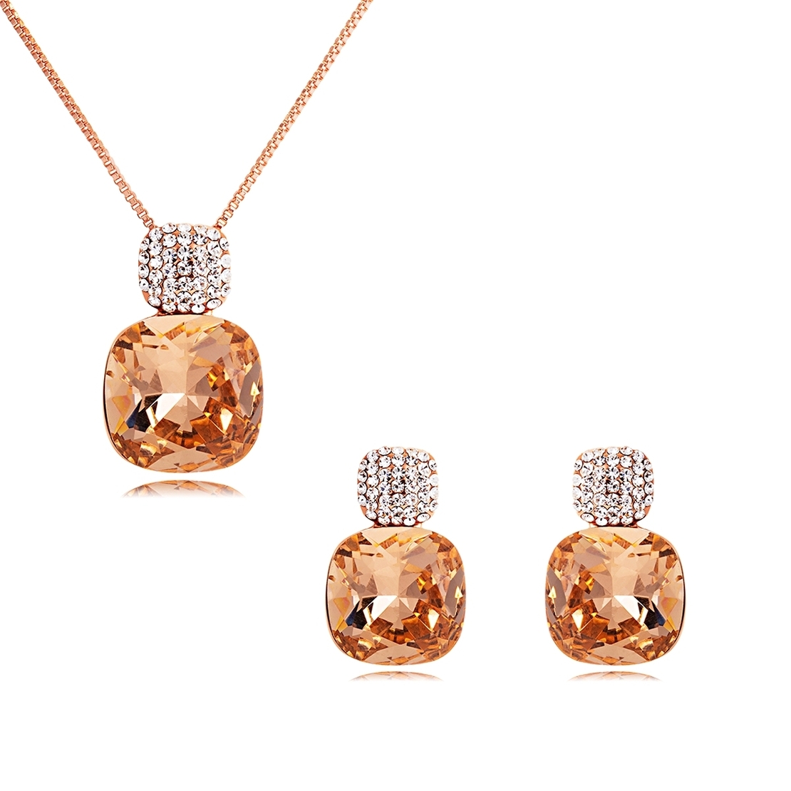 Комплект розово позлатяване пеперуди меден кристал | Колекция Rose Gold