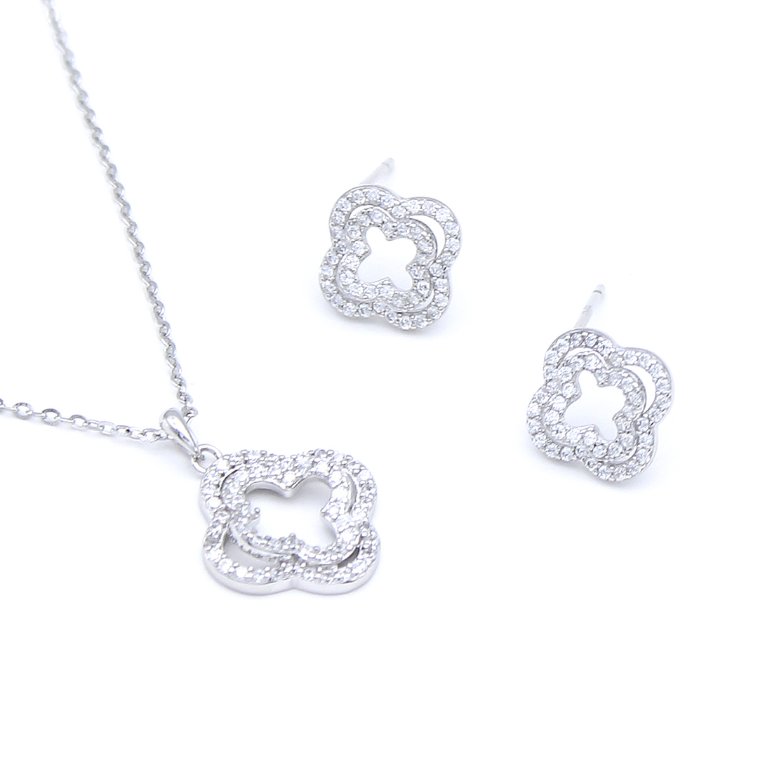 Нежен сребърен комплект стилизирани цветя | колекция Delicate Silver