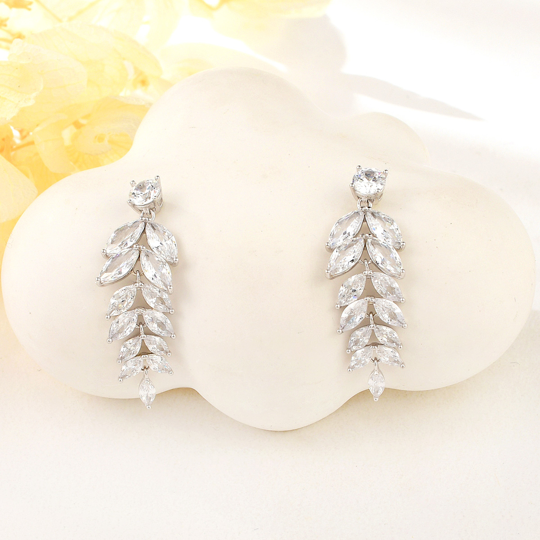 Сребърни обеци Клонче с родий 2700000053782 | колекция Delicate Silver