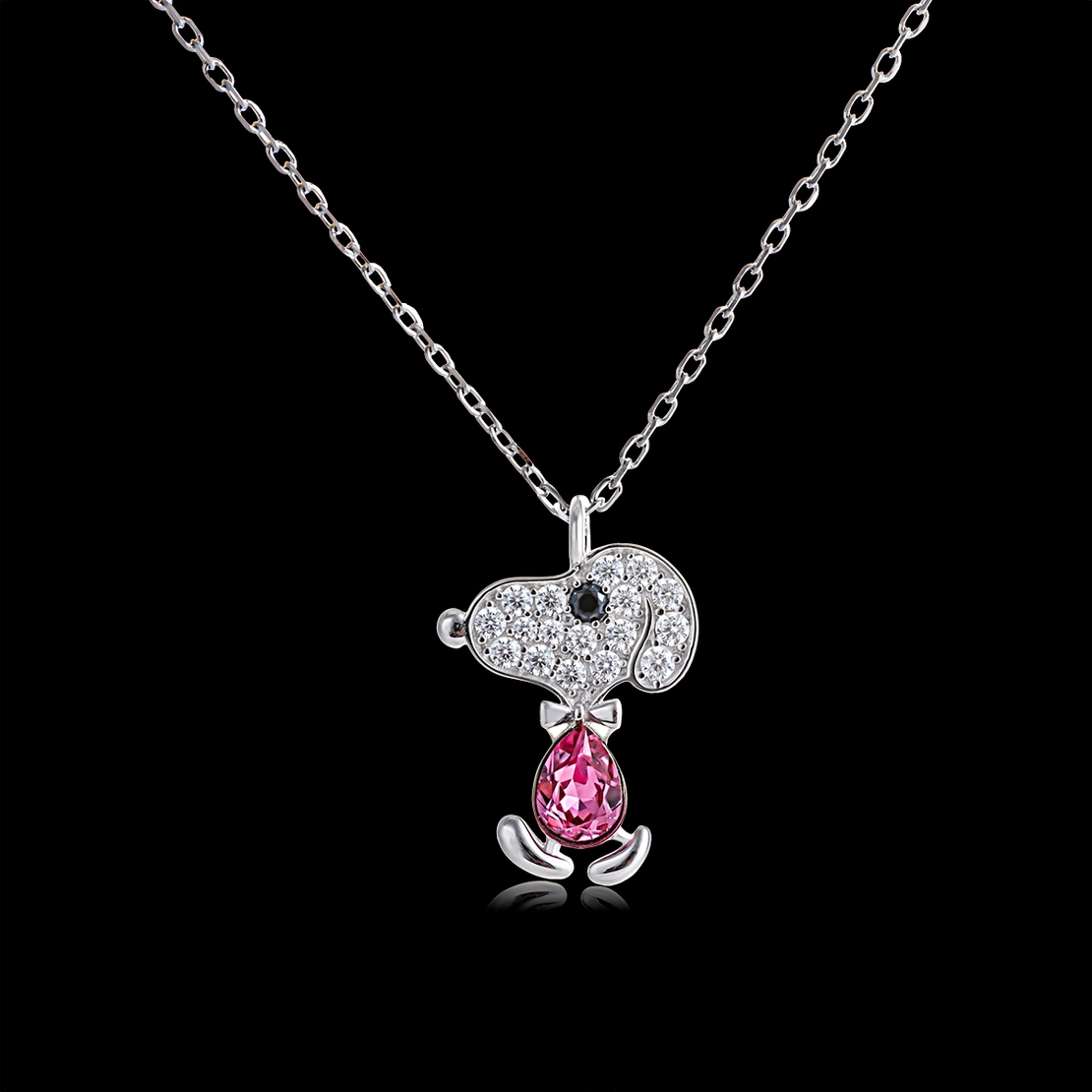 Сребърно колие Куче Swarovski Crystals | колекция Delicate Silver