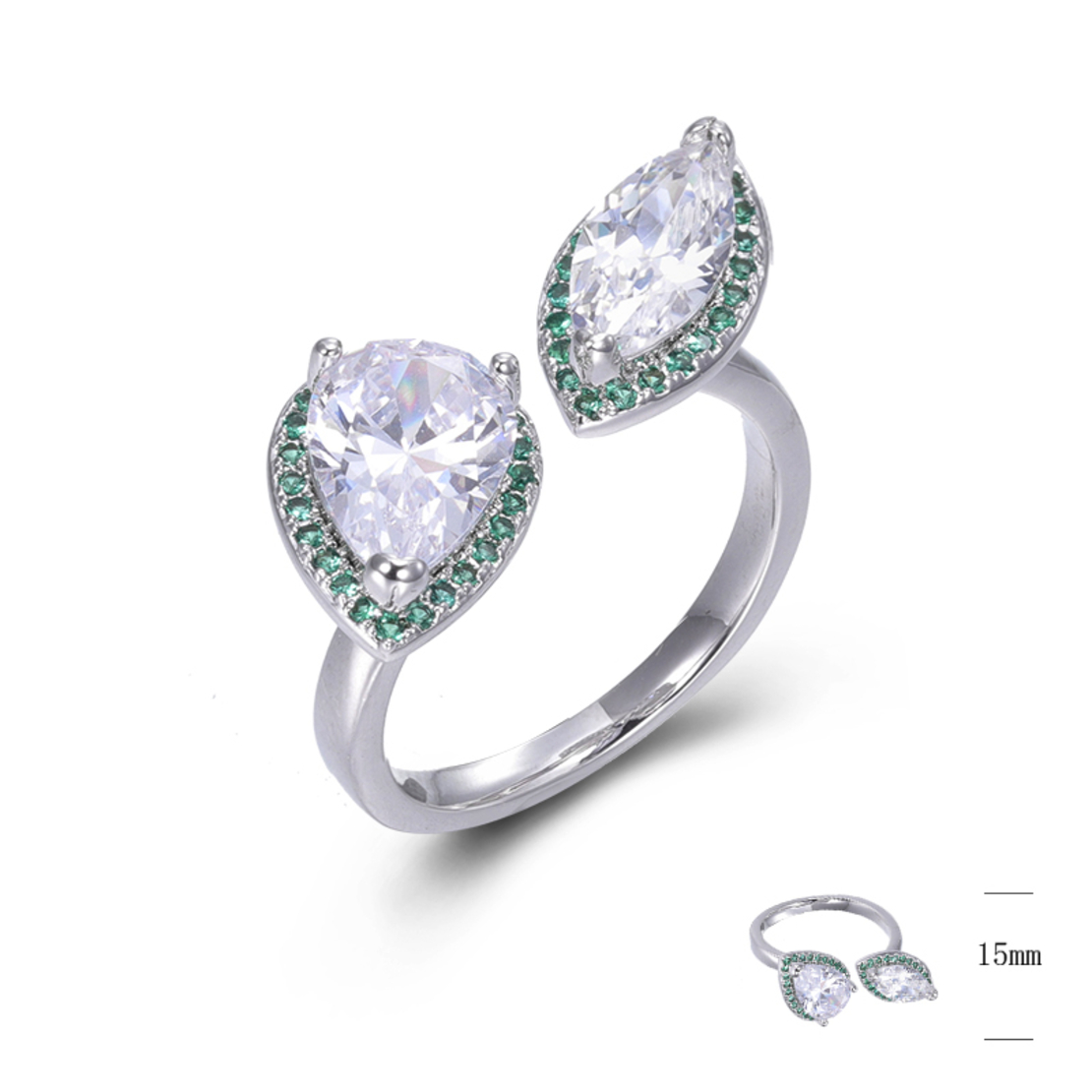 Сребърен пръстен Изумрудени капки SJ44789-K | Колекция Silver Premium