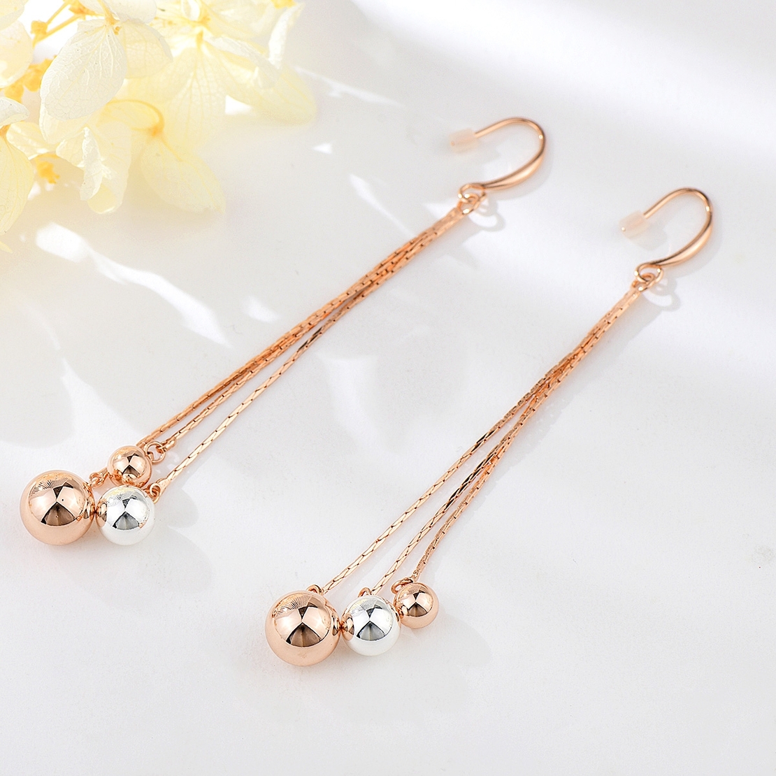 Обеци розово позлатяване дълги 2000000084473 | Колекция Rose Gold