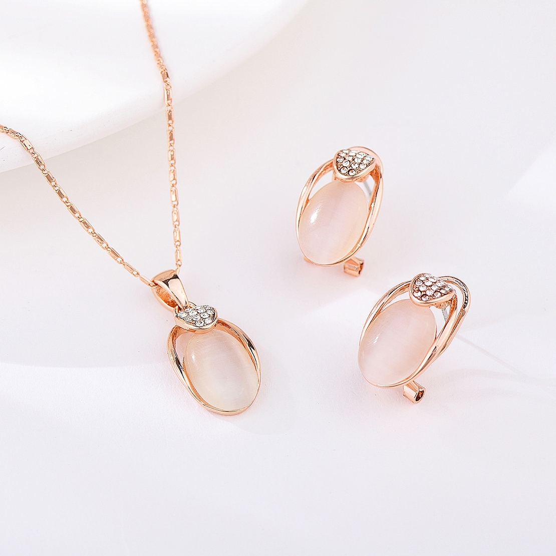 Комплект розово позлатяване котешко око 2610000002973 | Колекция Rose Gold